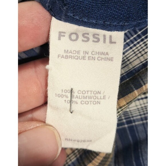 Fossil Dress Shirt Mens Sz Medium Button Up Down Long Sleeve Casual Button Snaps - Picture 5 of 7